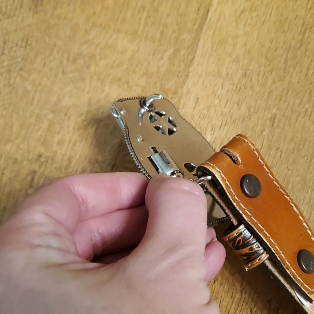 Justin Lil Trigger Brown Leather‎ Belt With Pistol Gun Belt Buckle Boys Size 23